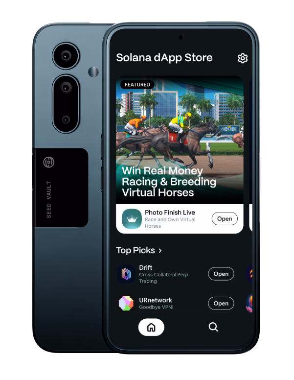 Solana Seeker phone running Ludo Cities
